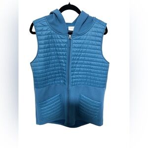 Weekends by Chico's 2 Quilted Blue Vest Lightweight Full Zip Cabincore